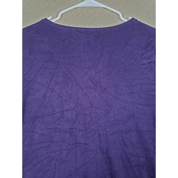 Kenneth Cole Sweater Womens Medium M Knit Button Up Purple Rayon Blend - Picture 11 of 12